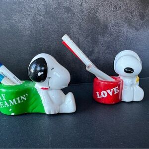 Vintage 1960s Snoopy Ceramic Pen Holders